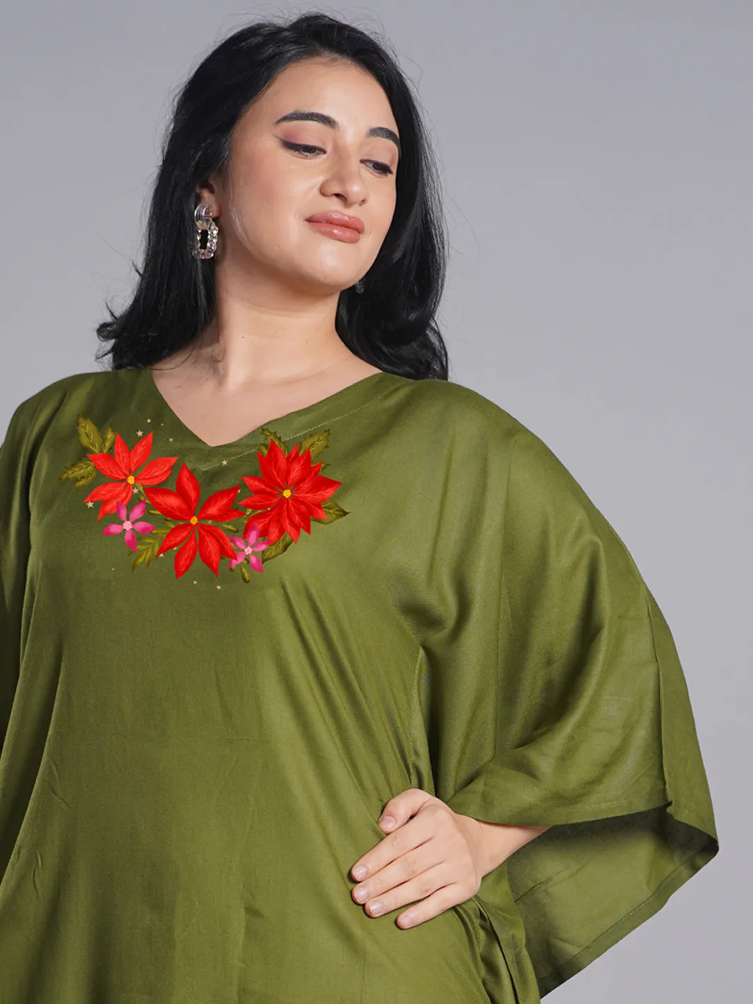 Green Rayon Kaftan - Carol