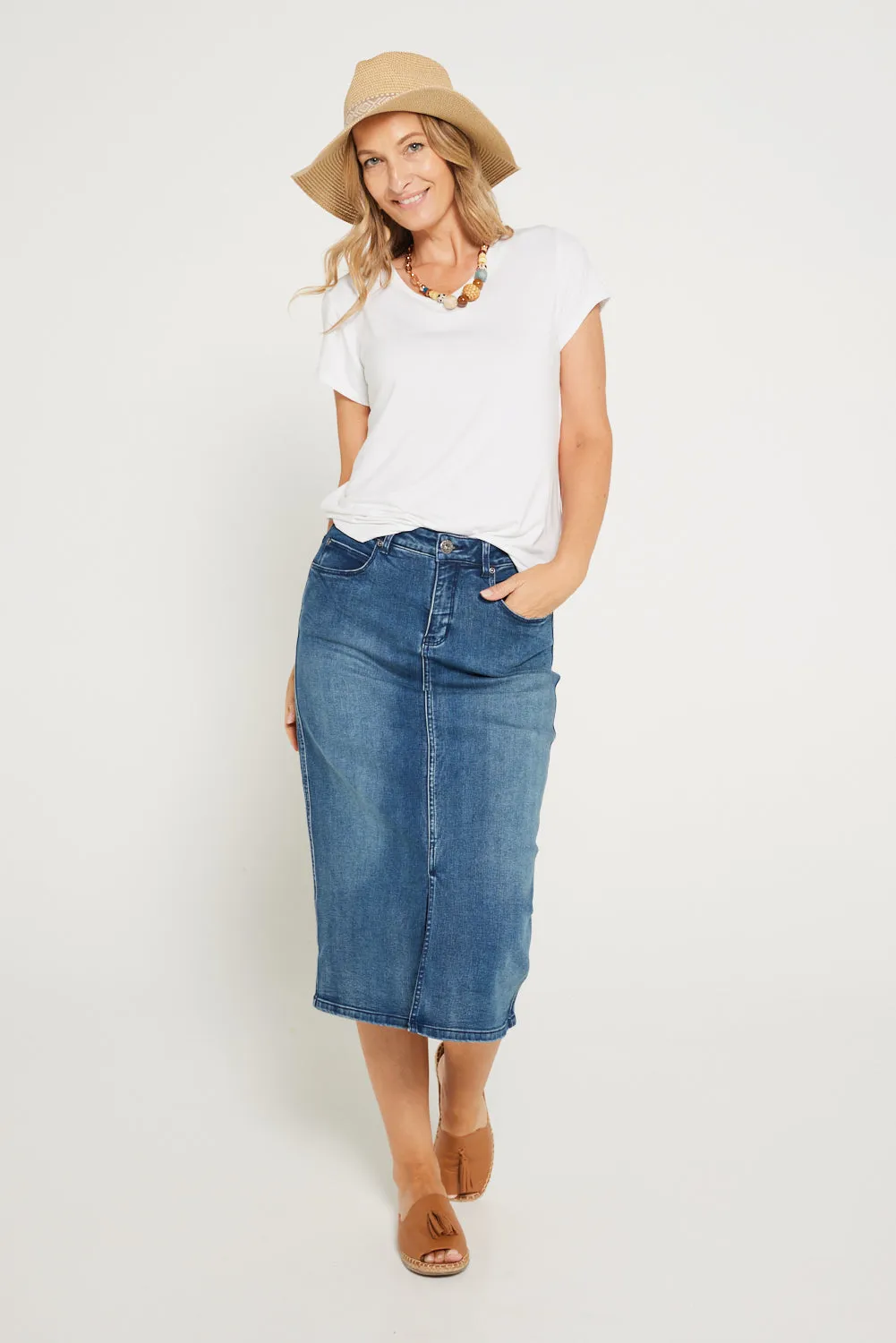 Hadley Denim Skirt - Mid Wash