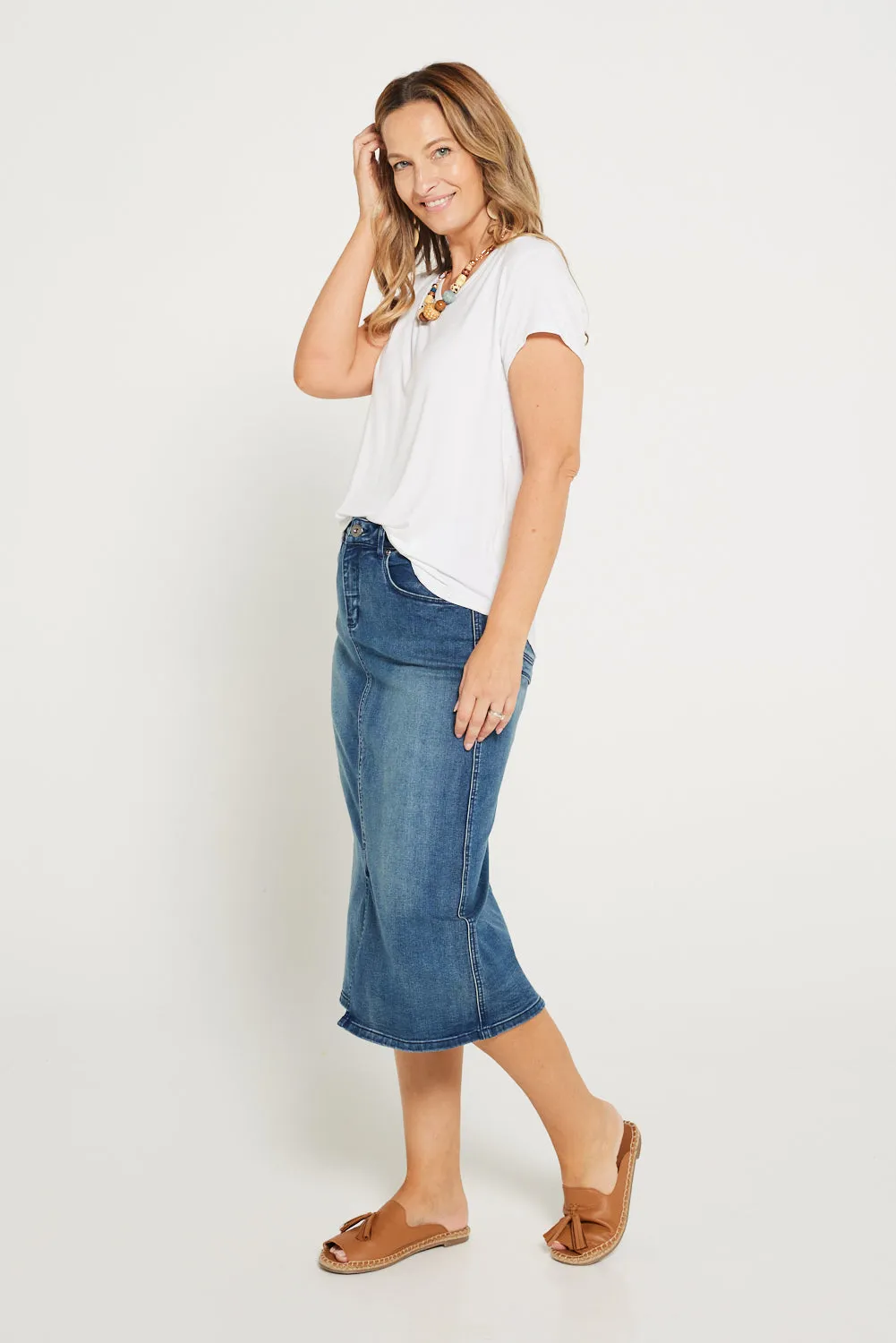 Hadley Denim Skirt - Mid Wash