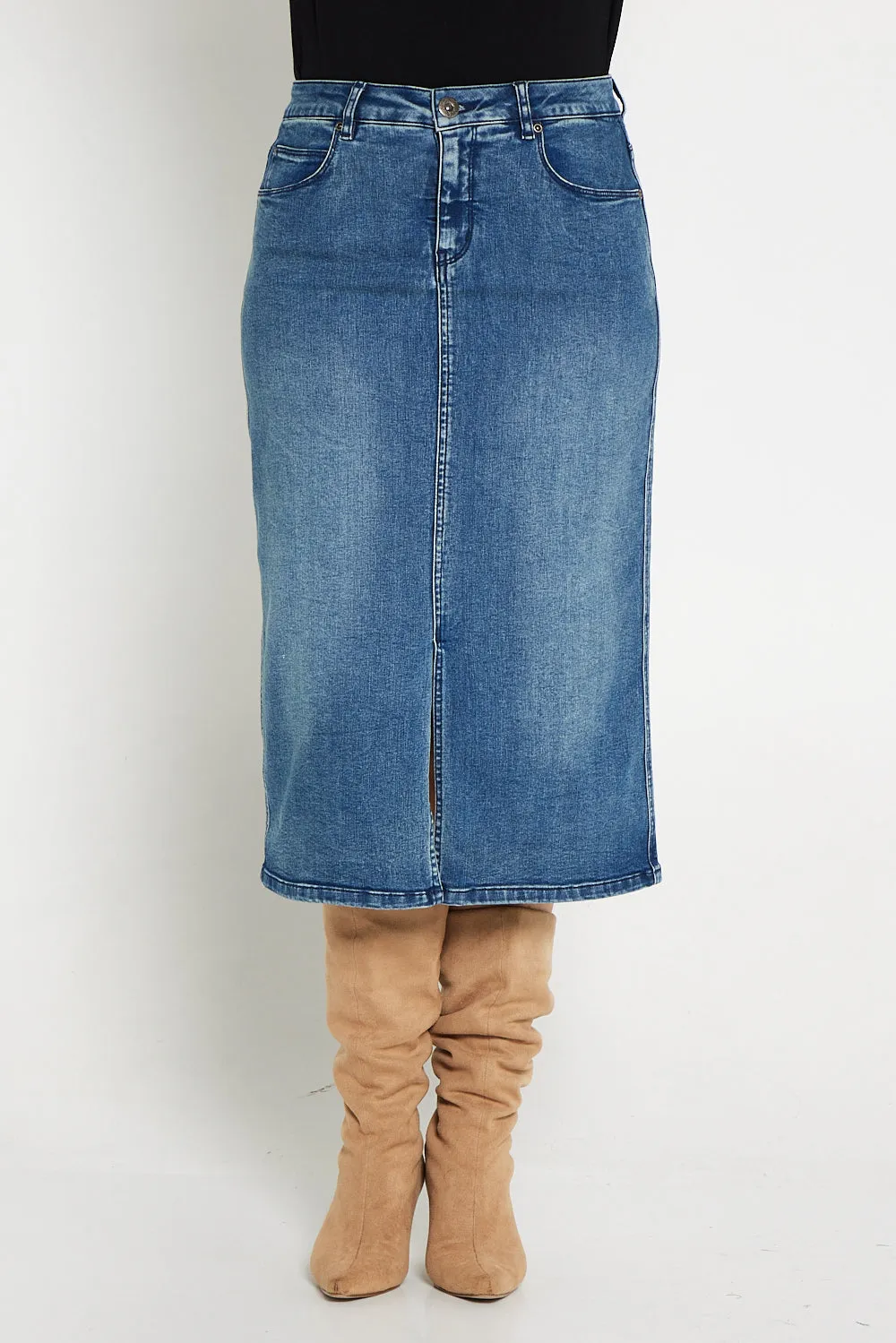 Hadley Denim Skirt - Mid Wash