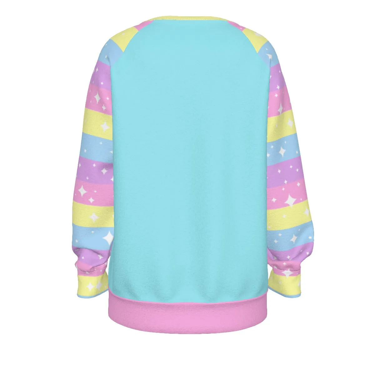 Happy Rainbow Cloud Blue Women's Raglan Sleeve Sweatshirt