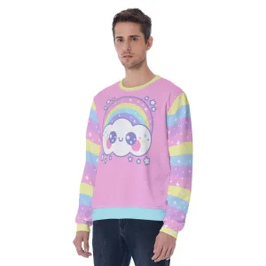 Happy Rainbow Cloud Pink Men's Sweatshirt