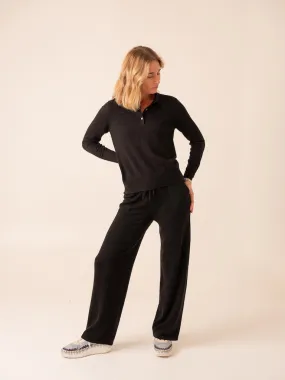 Harpers Emporium Relaxed Wide Leg Cashmere Trouser in Black