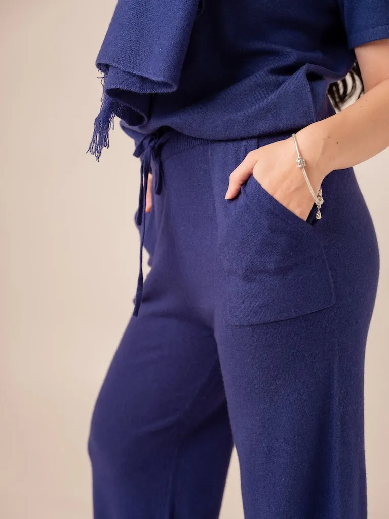 Harpers Emporium Relaxed Wide Leg Cashmere Trouser in Indigo