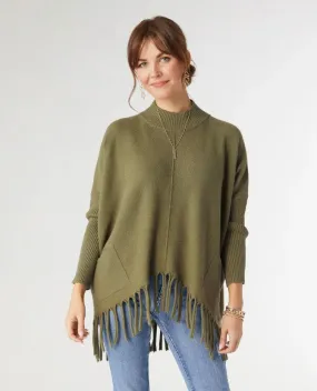 Heavenly Luxe Flowy Mock Neck Fringe