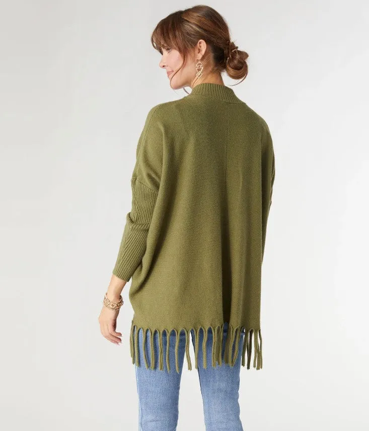 Heavenly Luxe Flowy Mock Neck Fringe