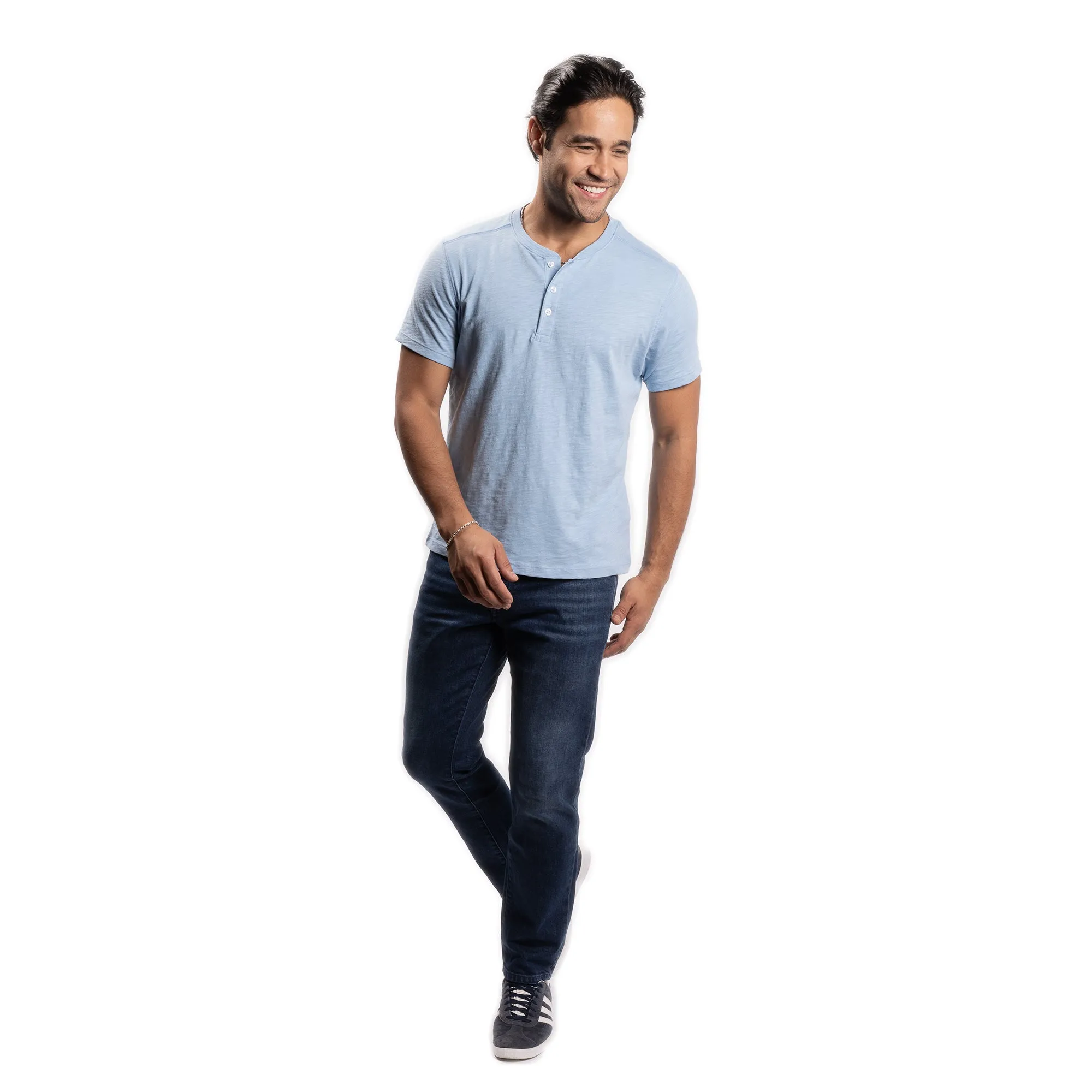 Henley Shirt Short Sleeve - Powder Blue