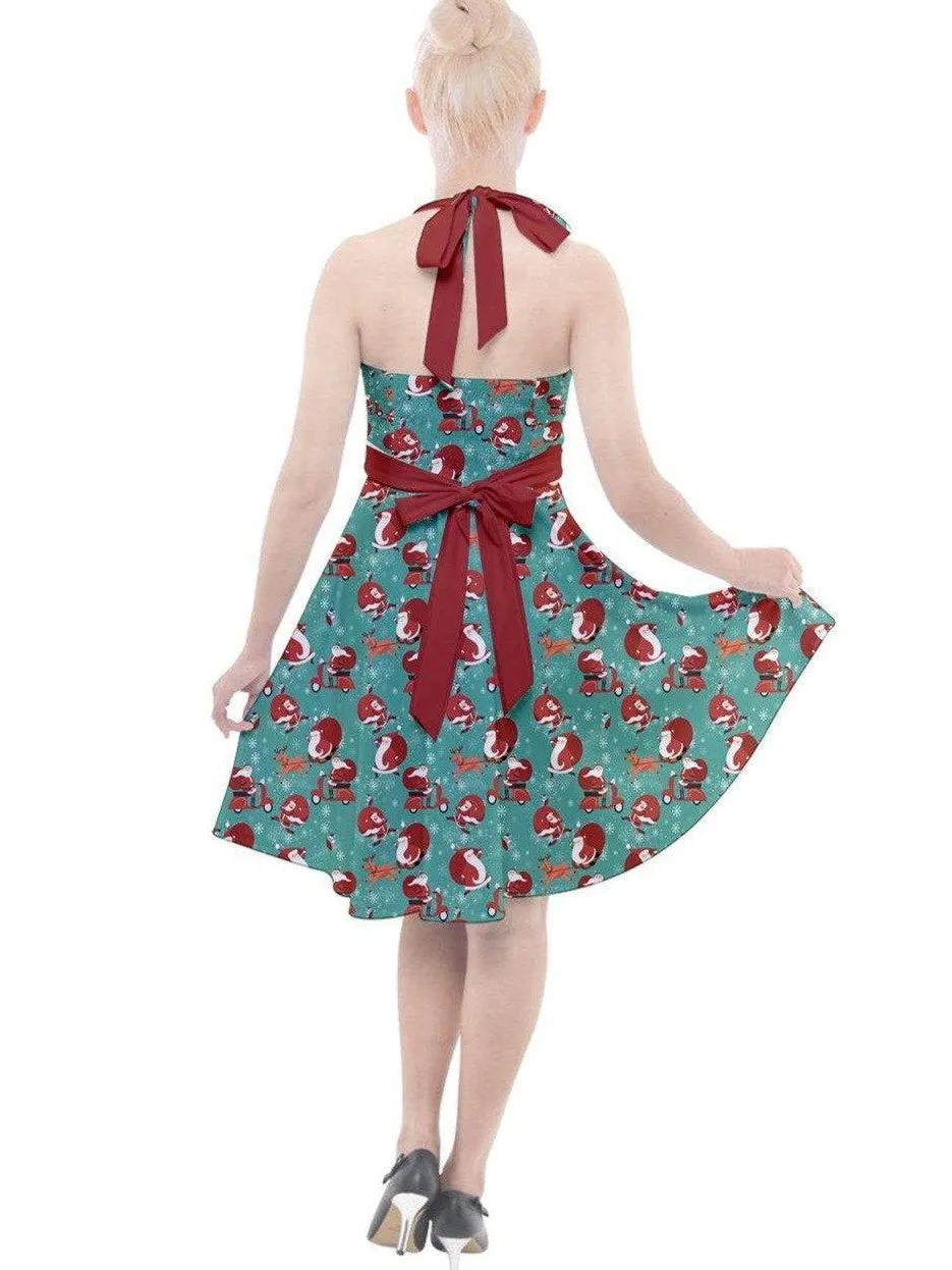 Hey Santa! Christmas Halter Party Swing Dress