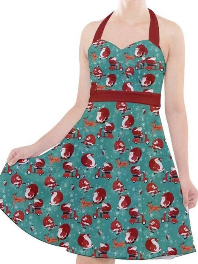 Hey Santa! Christmas Halter Party Swing Dress