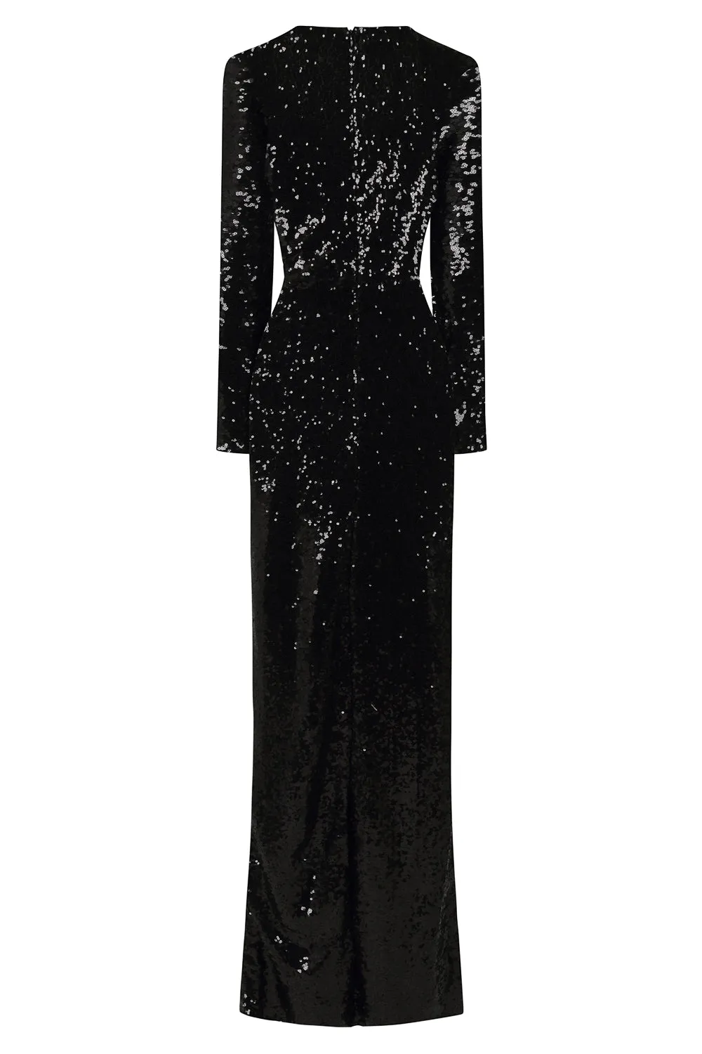 Hollywood Vip Black Sequin Plunge Slit Maxi Dress