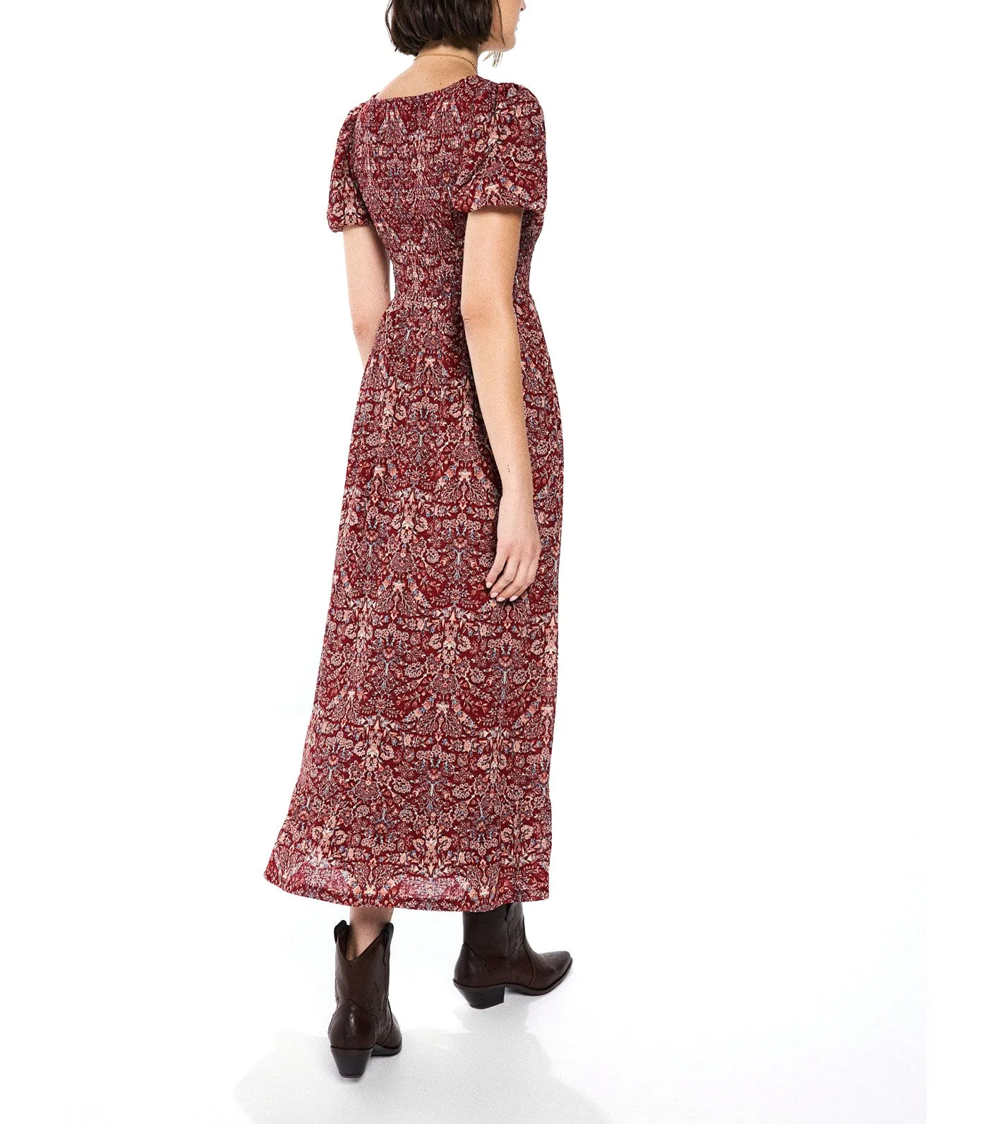 Honeycomb Midi Dress Wine