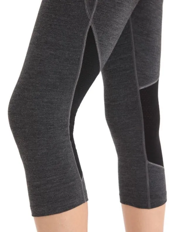 Icebreaker 260 Zone 3/4 Thermal Women's Leggings - Jet Heather/Black