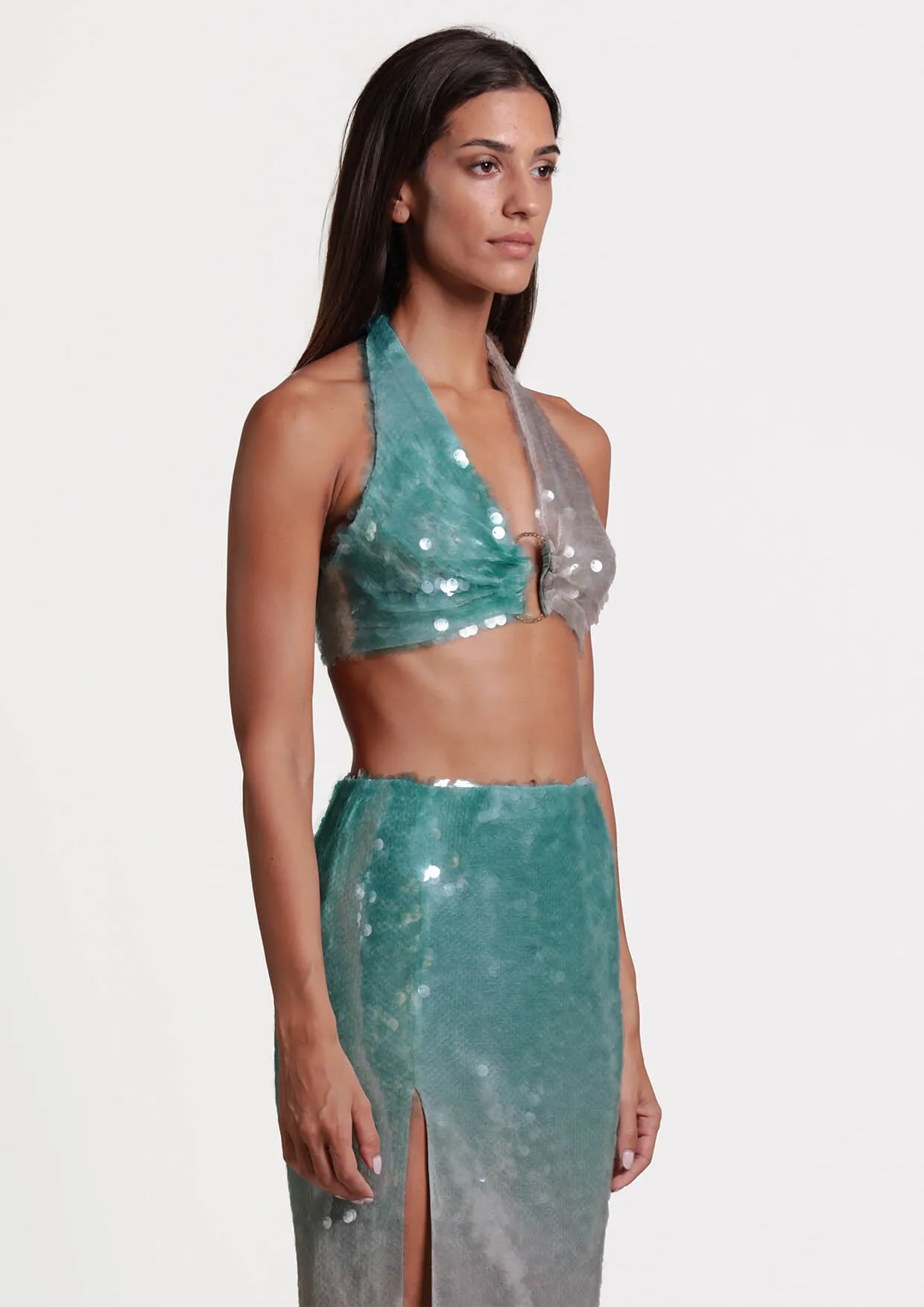 Idya Sequin Halter Crop Top