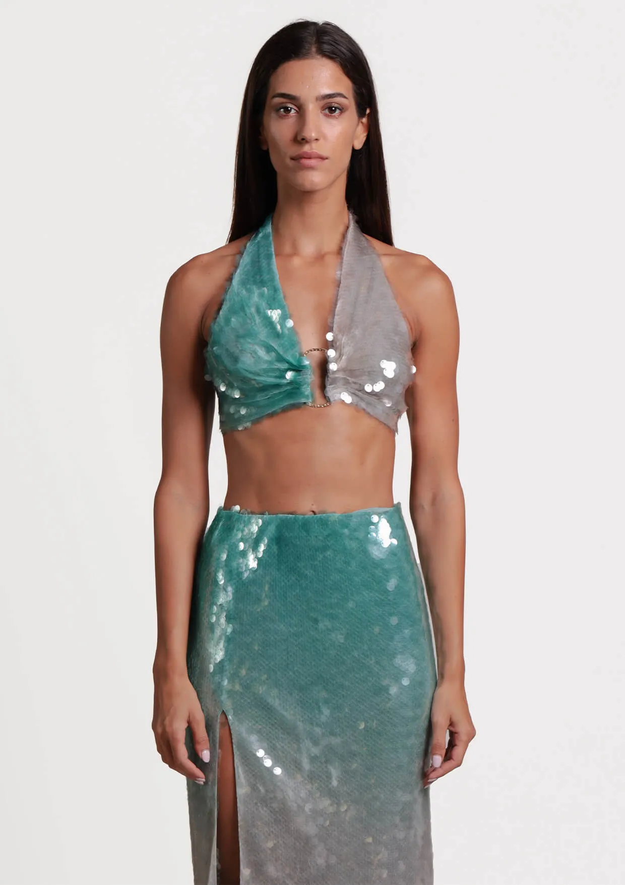 Idya Sequin Halter Crop Top