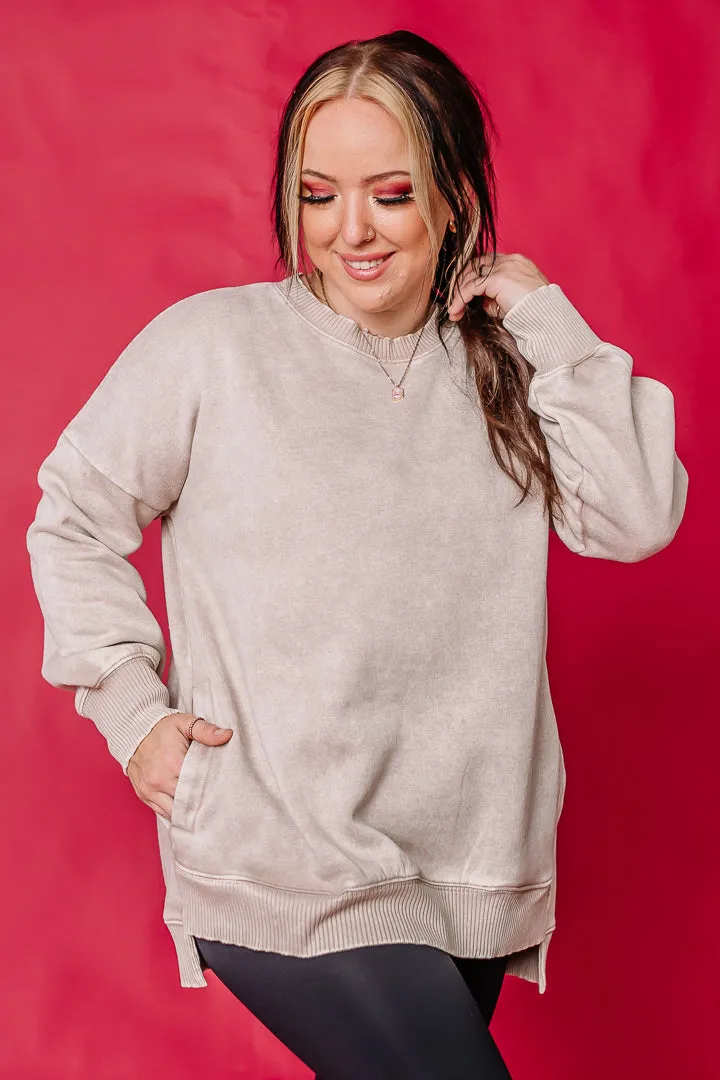 I'll Stay Home Oversized Sweatshirt | Taupe