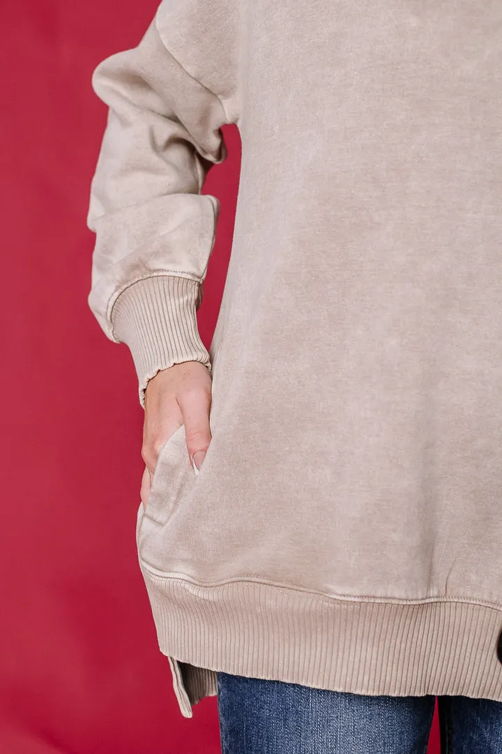 I'll Stay Home Oversized Sweatshirt | Taupe