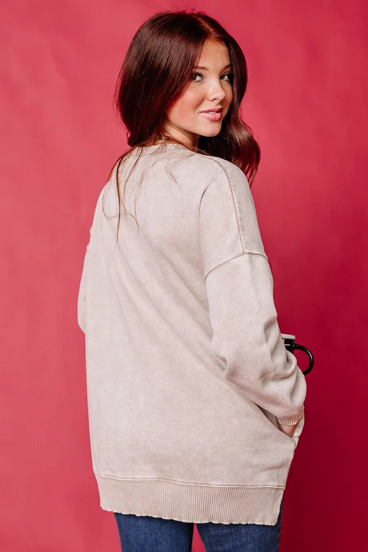 I'll Stay Home Oversized Sweatshirt | Taupe