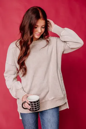 I'll Stay Home Oversized Sweatshirt | Taupe