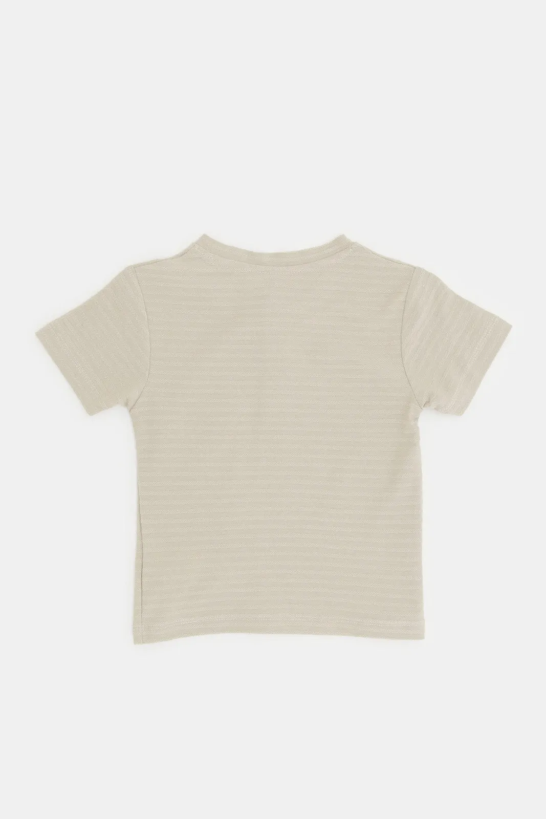 Infant Boys Beige Jacquard T-Shirt