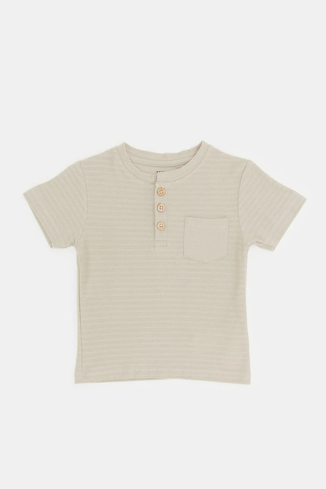 Infant Boys Beige Jacquard T-Shirt