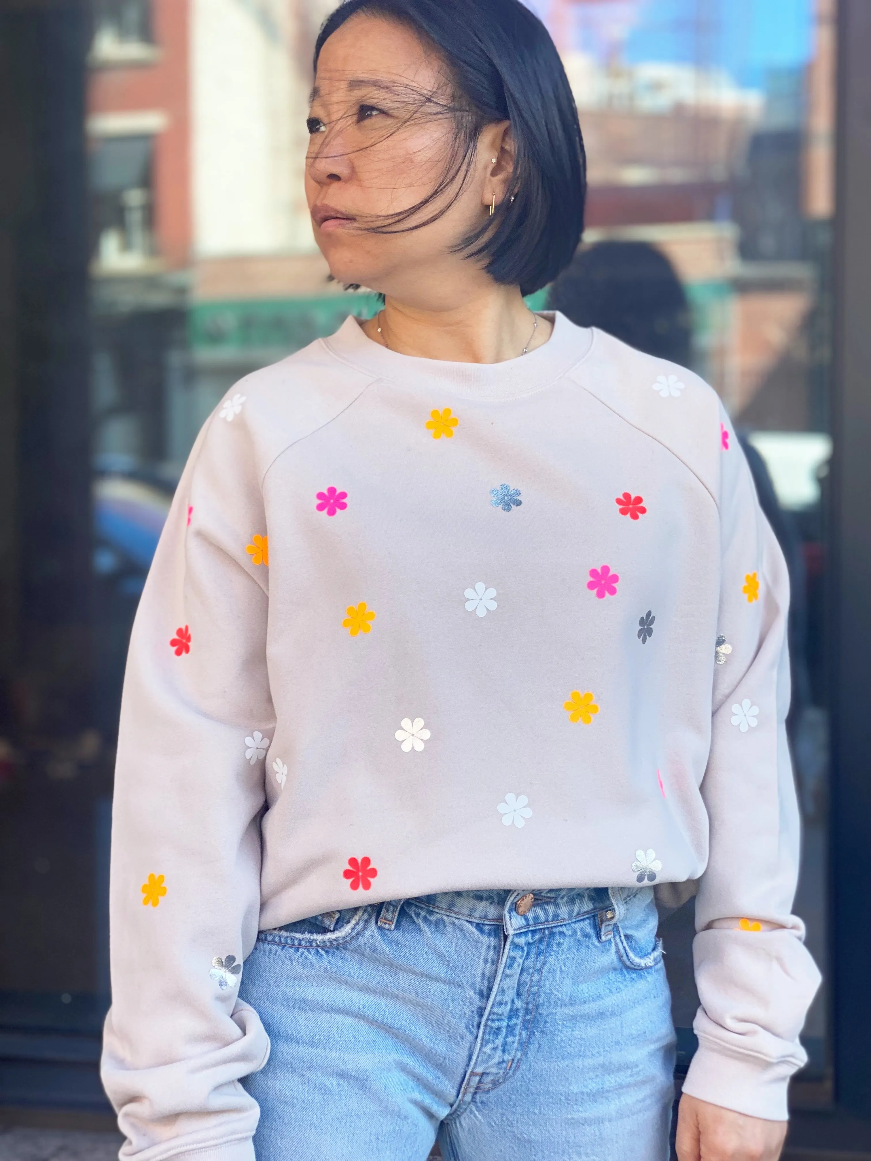 Jack Chic Putty Sweatshirt - Mini Neon Daisies