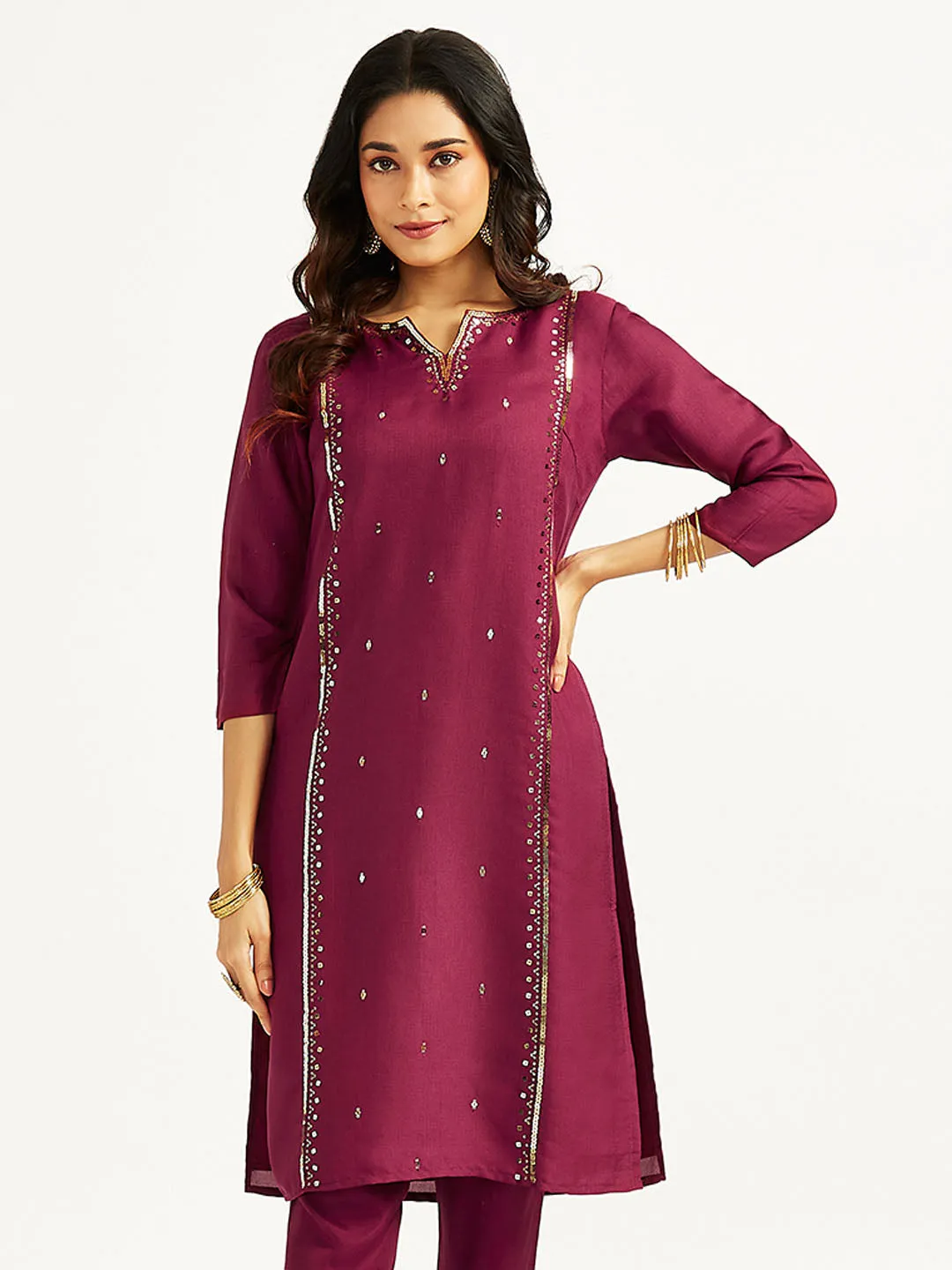 Jashvi Women's Wine Only Kurta