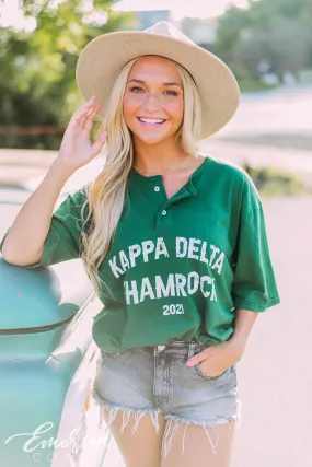 Kappa Delta Green Shamrock Henley