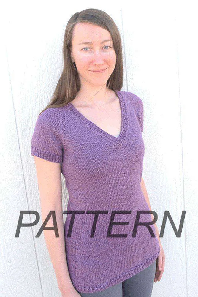 Knitting Pure and Simple Top Down V Neck Pullover PATTERN ONLY