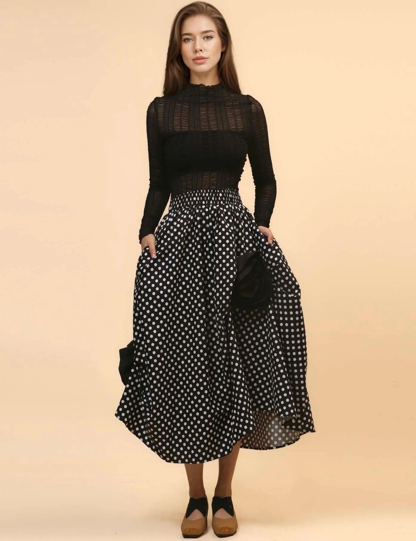 Ladies Inregular Flower Midi Skirt SKS4708