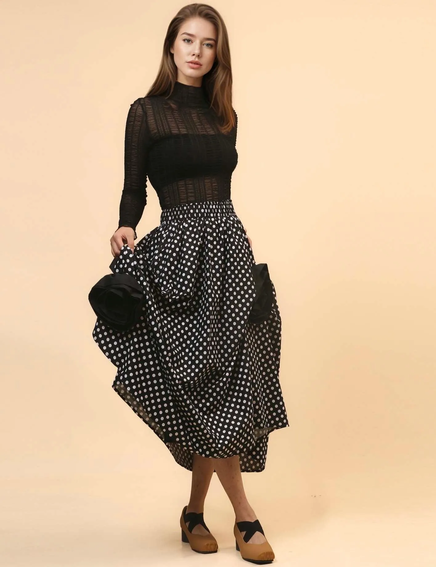 Ladies Inregular Flower Midi Skirt SKS4708