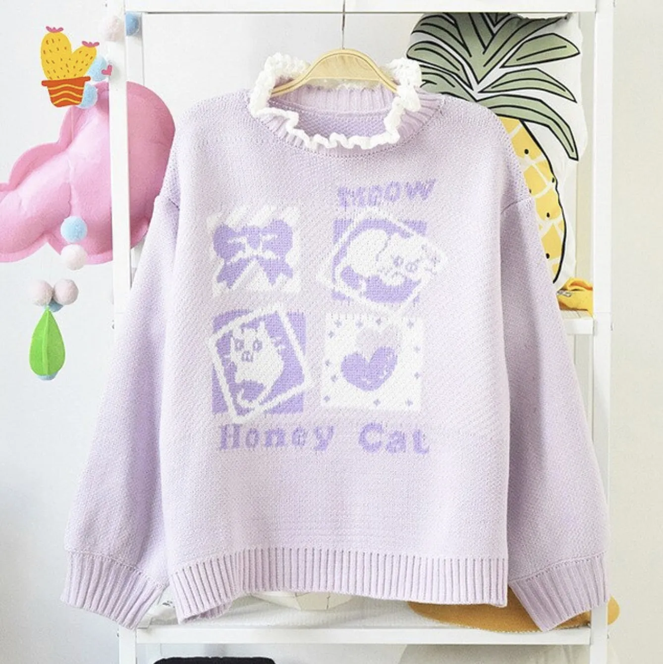 Lavender Kitten Crewneck