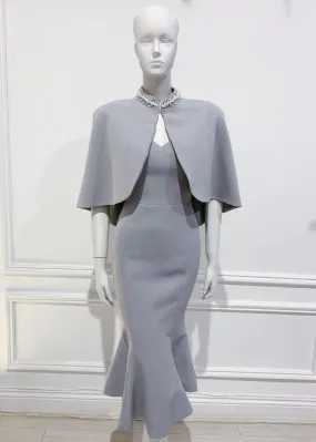 Licia dress in grey matching cape