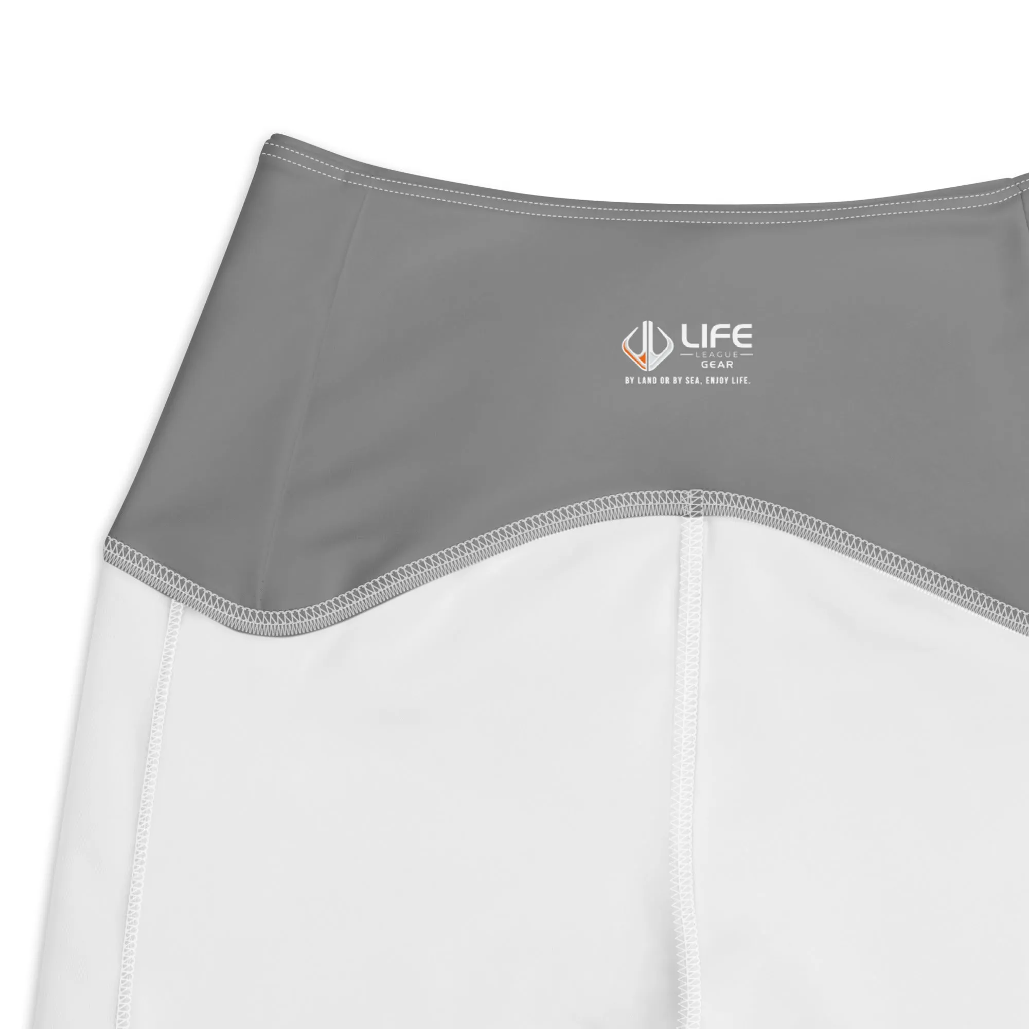 Life League Gear - Women's "ADAPT" Leggings with Pockets - HIGH VIZ ORANGE/SHARK GREY