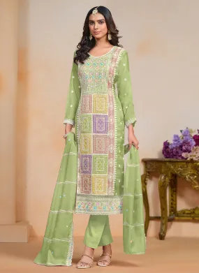 Light Green Multi Embroidery Festival Salwar Suit