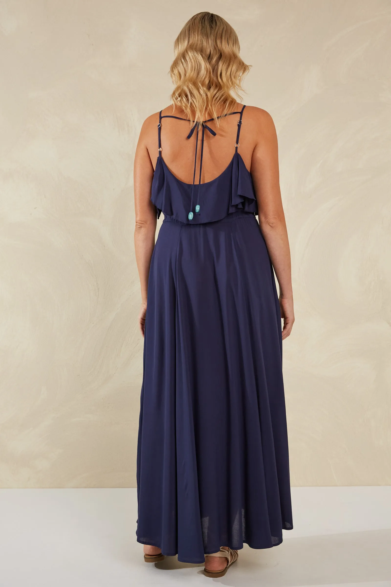 Lipari Frill Dress - Riviera Blue