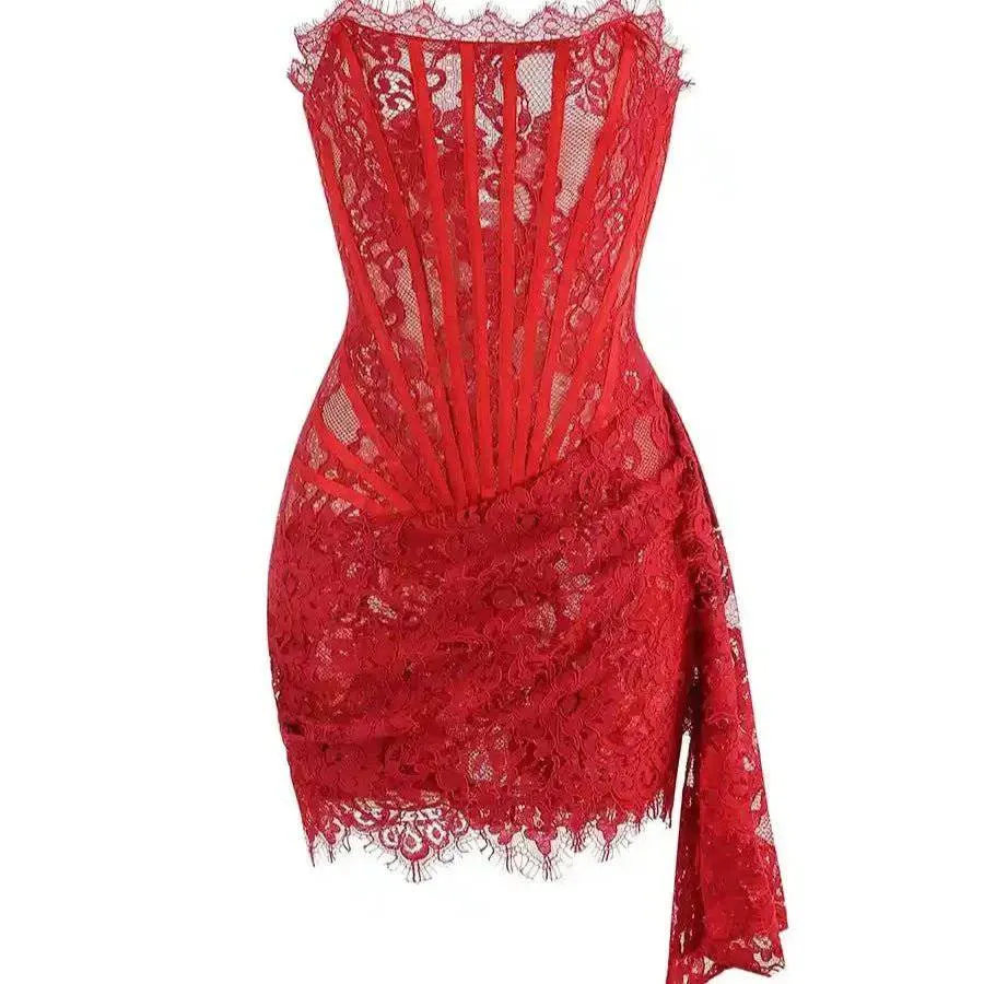 Louisa Strapless Lace Corset Mini Dress