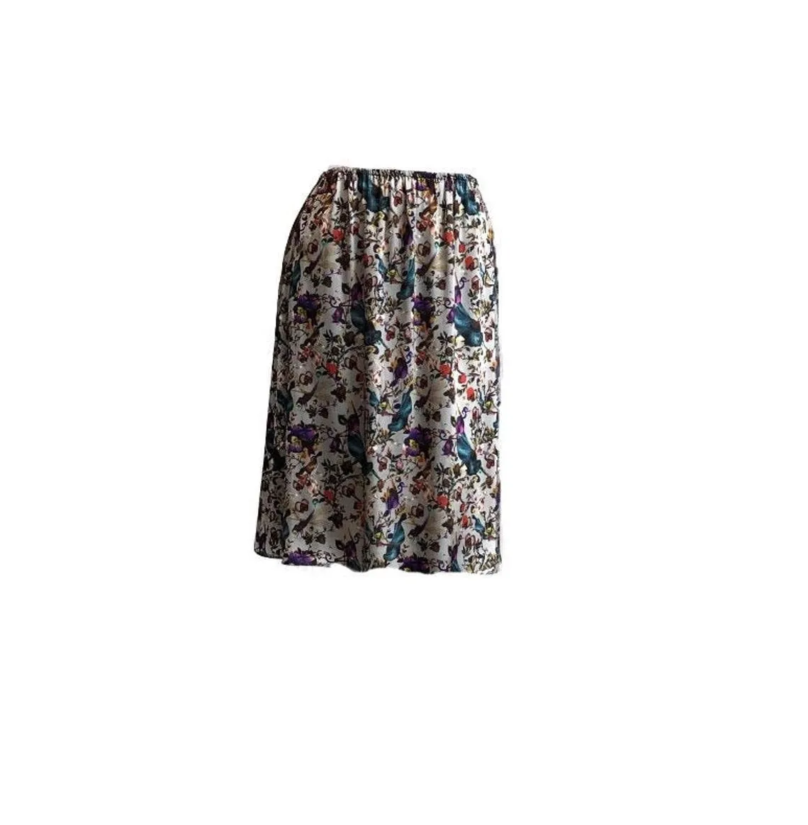 Luxurious 100% Italian Silk Charmeuse Tree of Life Print Midi Skirt with elastic waist UK Size 6 - 12 by I LOVE LOLA London