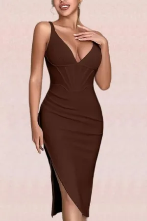 Maddi Bandage Dress - Tan Brown