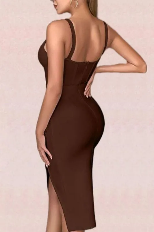 Maddi Bandage Dress - Tan Brown