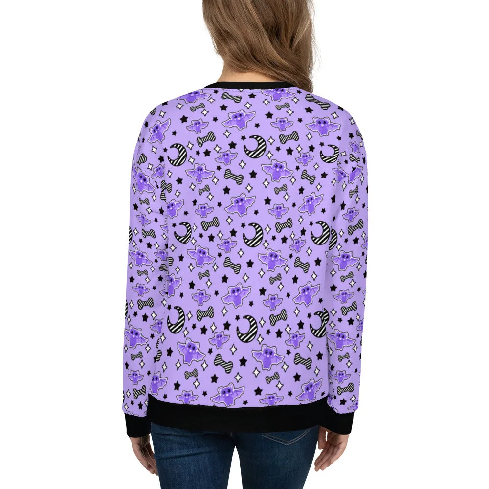 Magical Kawaii Spooky Bats Purple Unisex Sweatshirt