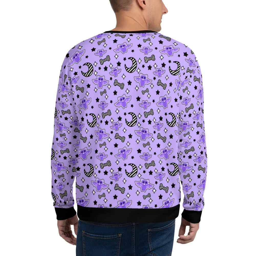 Magical Kawaii Spooky Bats Purple Unisex Sweatshirt