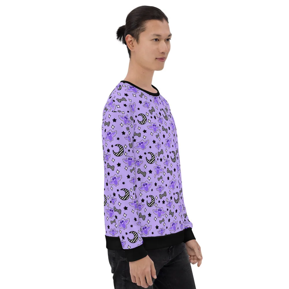 Magical Kawaii Spooky Bats Purple Unisex Sweatshirt