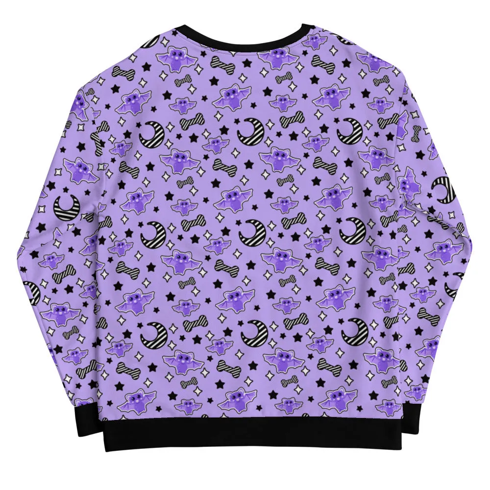 Magical Kawaii Spooky Bats Purple Unisex Sweatshirt