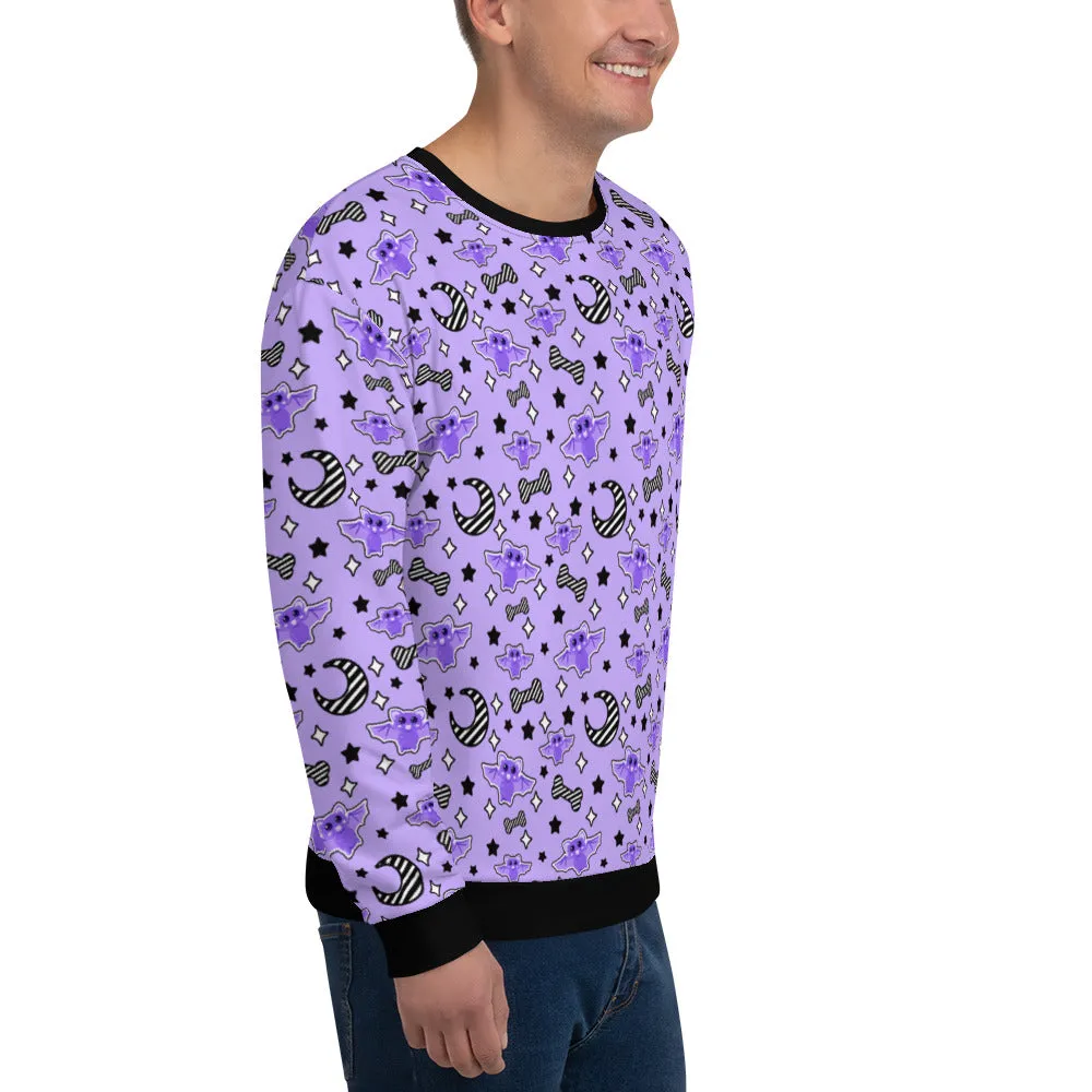 Magical Kawaii Spooky Bats Purple Unisex Sweatshirt