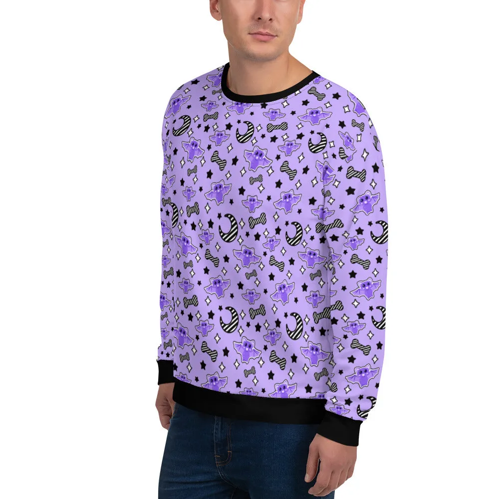 Magical Kawaii Spooky Bats Purple Unisex Sweatshirt