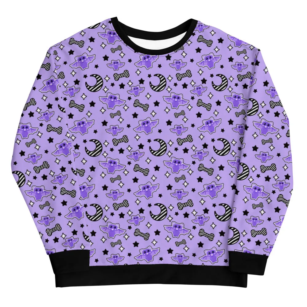 Magical Kawaii Spooky Bats Purple Unisex Sweatshirt