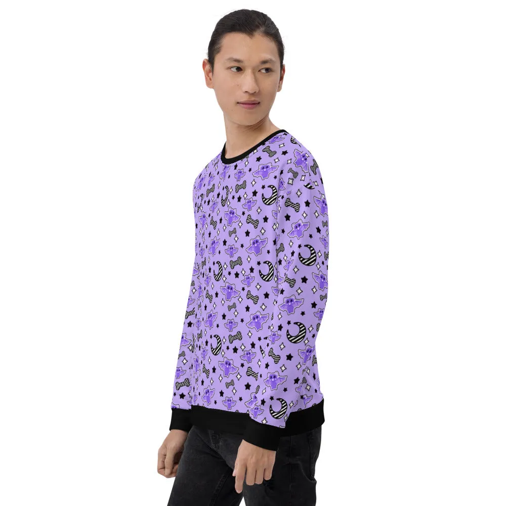 Magical Kawaii Spooky Bats Purple Unisex Sweatshirt