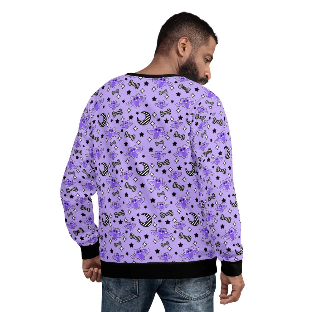 Magical Kawaii Spooky Bats Purple Unisex Sweatshirt