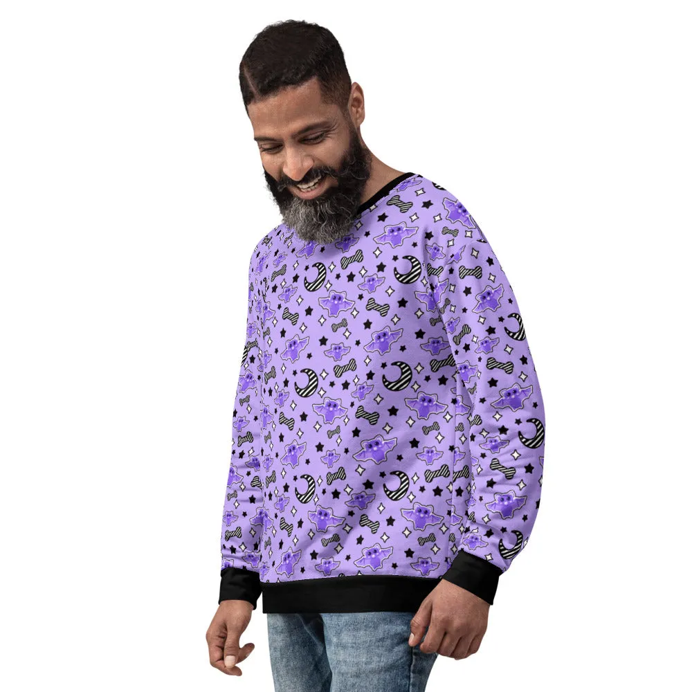 Magical Kawaii Spooky Bats Purple Unisex Sweatshirt