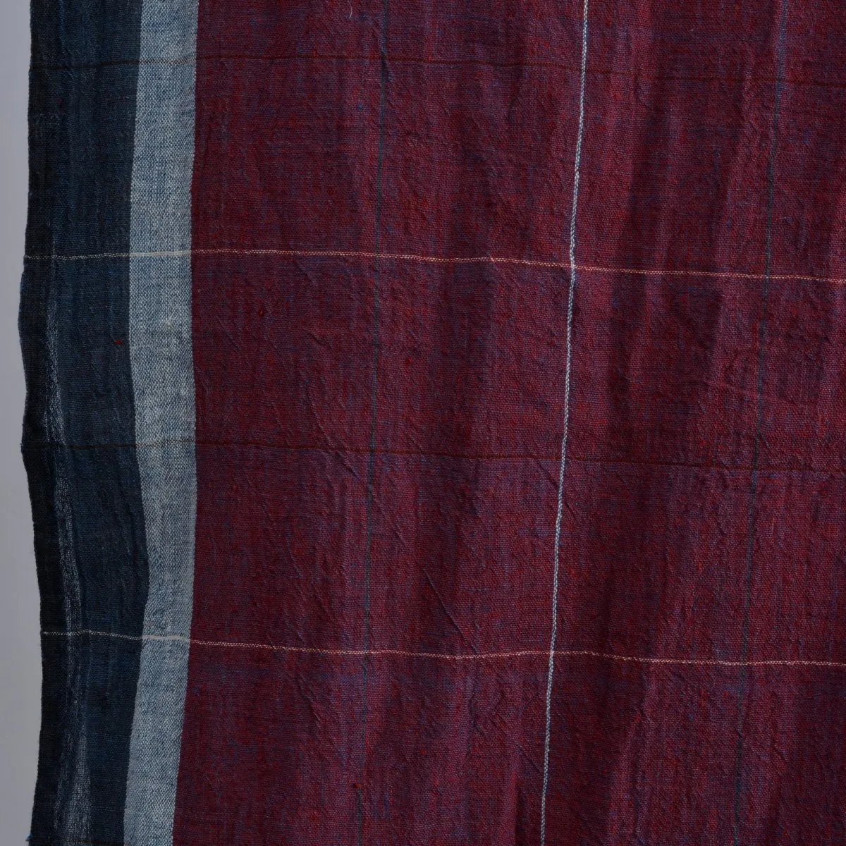 Maroon Checkered Handwoven Organic Cotton Fabric